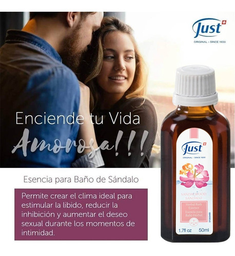 Imagen 7 de 8 de Swiss Just Esencia De Sándalo 50ml Sensualidad Y Armonia