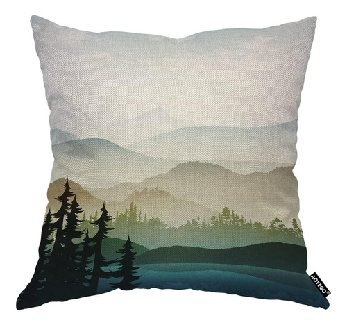 Aoyego Funda De Almohada Con Paisaje Natural, Bosque De Mont