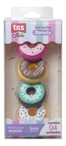 Borracha Tris Holic Donuts Com 4 Unidades Fofas | Tris