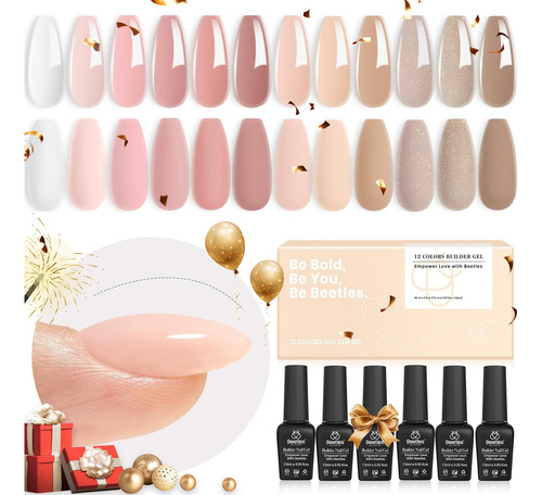 Gel 12 Unidades 8 En 1 Rosa Pastel Fortalecedor De Uñas Rosa