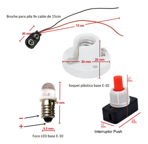 Kit Electrónica Circuito Eléctrico Push Proyecto Clase Led