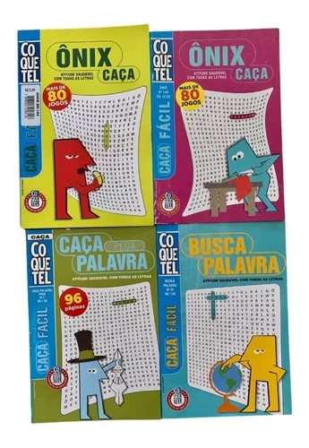 Kit Com 03 Caça Palavras Livro Fácil Coquetel