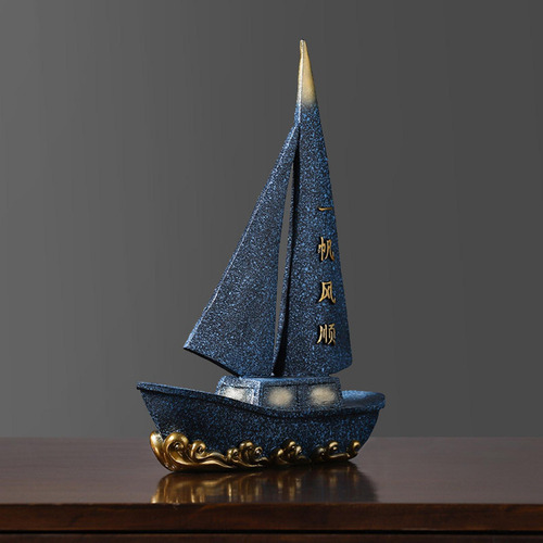 Sailing Ship Statue Feng Shui Decoration Table Figurine