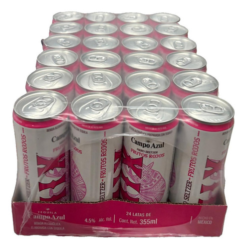 Tequila Campo Azul Mix Frutos Rojos 355ml 24 Pzs. (charola)