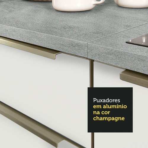 Cozinha Completa De Canto Madesa Lux Com Armário Balcão Bbv Cor Branco/Branco Veludo