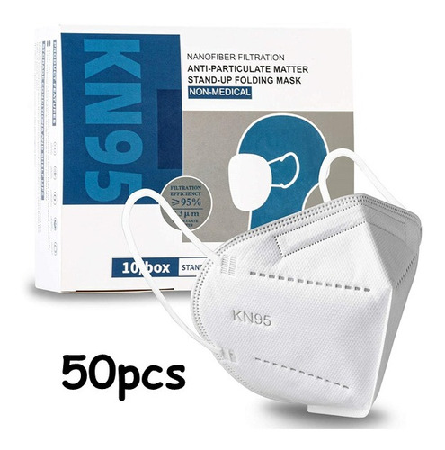 Kit 50 Máscaras Kn95 Protección 5 Capa Respiratoria Pff2 N95