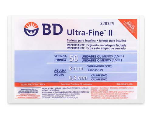 Seringa Bd Ultra-fine 50 Ui De 8 Mm Com 10 Un
