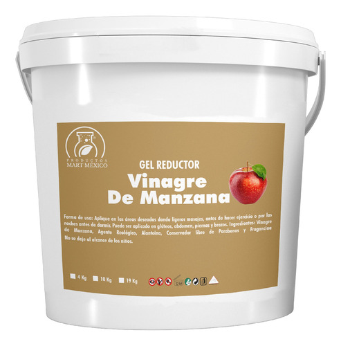  Gel Reductor Con Vinagre De Manzana 10 Kilos