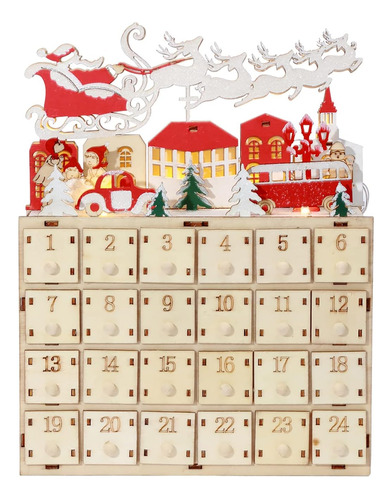 Led Christmas Advent Calendar With 24 Drawers Lit 24 Days