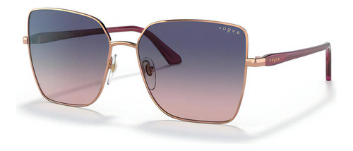 Gafas de sol cuadradas Vogue Vo 4199s 5075i6 para mujer, montura de 58 mm, color rosa/bronce, color varilla rosa, lente rosa, diseño cuadrado rosa/azul