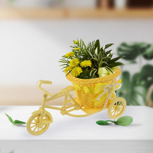 Bicicleta Cesta De Flores Tejidas Artificiales Macetero
