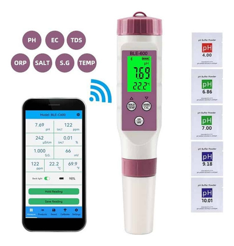 Medidor 7 En 1 Ph Temp Orp Ec Tds, Medidor De Salinidad S.g 