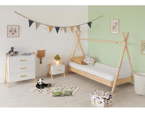 Buró Infantil Nórdico Klem Color Blanco Y Madera