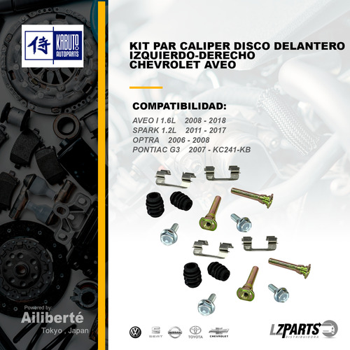 Kit 2 Jgos Tornillos Bujes Caliper Aveo 08-18 Spark 11-17