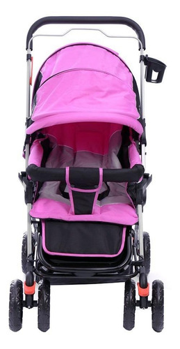 Imagen 2 de 2 de Carriola de paseo Prinsel Roma rosa con chasis color plateado