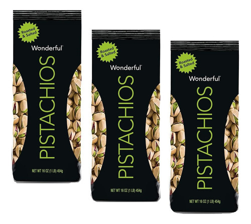 Pistaches Wonderful Nuts Salgados Com Pimenta Doce Combo 3x Sabor 3 Roasted Salted - Tostado e Salgado