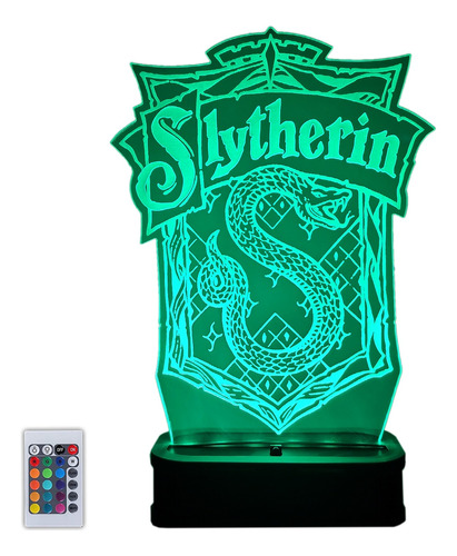 Velador Harry Potter Escudo De Slytherin Lampara Acrilico 3d