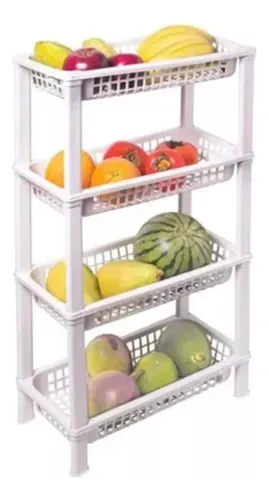 Fruteira Chão Cozinha Cesto Organizador Empilhavel 4 Andares