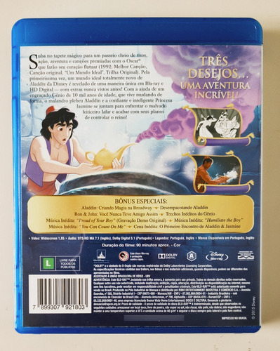 Blu Ray Aladdin (novo Original)