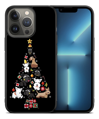 Funda Para iPhone Perritos Schnauzer Arbol Navidad Regalos