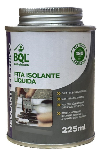 Fita Isolante Líquida 225ml Biolub Cor Preto 8000v Kit 10un