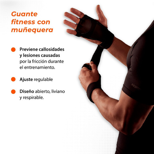 Imagen 5 de 10 de Guantes Deportivos Pesas Gimnasio Funcional Con Muñequera
