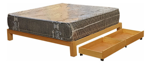 Tarima King Size,madera Capirona,con C. Rodantes Frontales