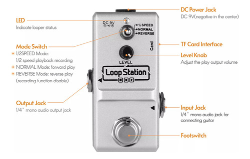 C Pedal De Efeito Mini Guitar Looper Ammoon Loop Station 10