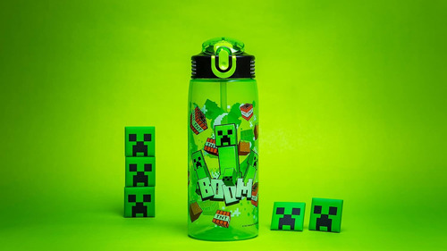 Zak Designs Botella Diseño De Minecraft, Plástico 16 Y 25 Oz Minecraft 25 Oz