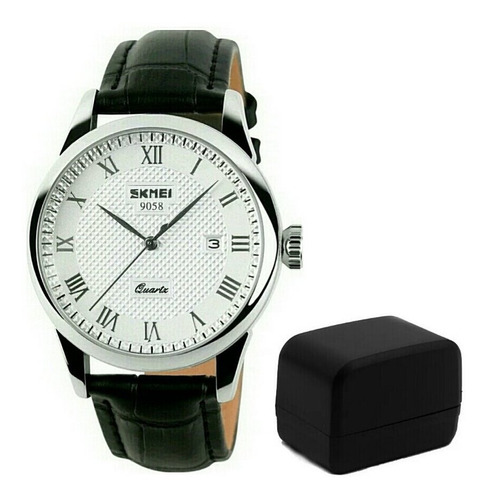 Relógio Skmei De Luxo Original Pulseira Couro Modelo 9058