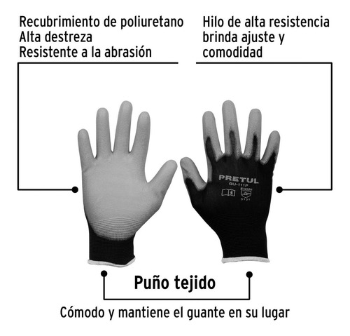 6 Pares De Guantes Recubiertos Con Poliuretano, Pretul