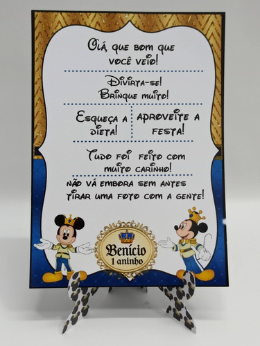 24 Plaquinhas De Agradecimento Mickey Realeza