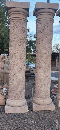 Columna De Cantera Cafe Claro Natural 2.45x40 Diametro
