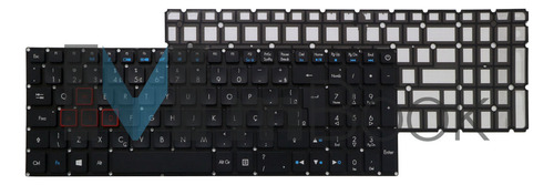 Teclado Para Acer Predator Ph317-51-787b Br Com Ç Cor Preto Idioma Português Brasil