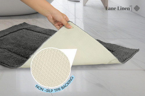 Alfombra De Baño Lane Linen, 60 X 120 Cm, Color Gris Absorbe