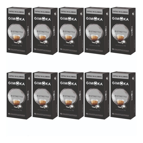 100 Capsulas Gimoka Aluminio Ristretto Compatible Nespresso