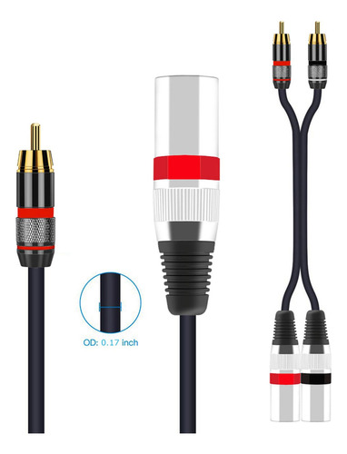 Cable Rca A Xlr Conexión De Audio Estéreo 2 Rca Macho A 1m