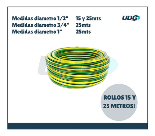 Imagen 3 de 8 de Manguera Riego Jardin Reforzada 1/2 X 25 Metros Rollo