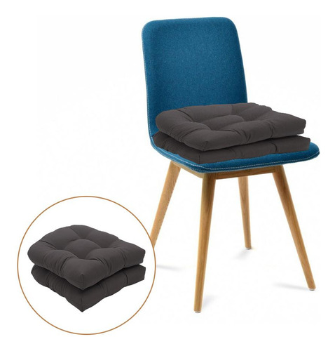 2 Piezas De Almohadillas De Asiento De Silla De Gris Oscuro