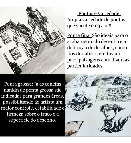 Caneta Nanquim Uni Pin Fine Line Cor da Tinta Preto Ponta 0.3mm