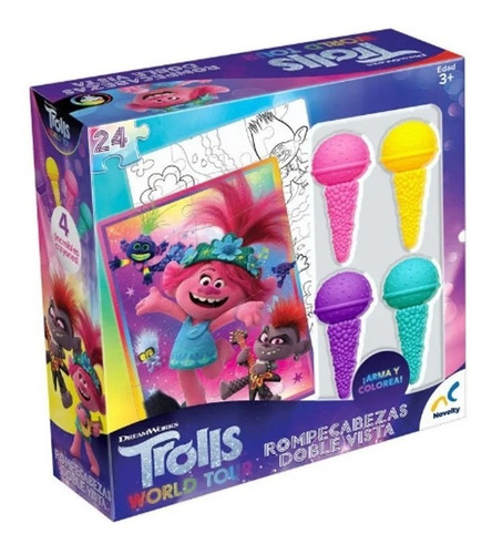 Rompecabezas Doble Vista/crayones Trolls World Tour Jca-2669