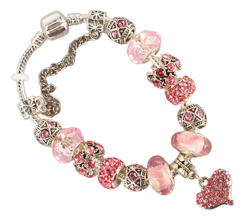 Pulsera Chapada En Plata Cuentas De Diamantes De Imitación