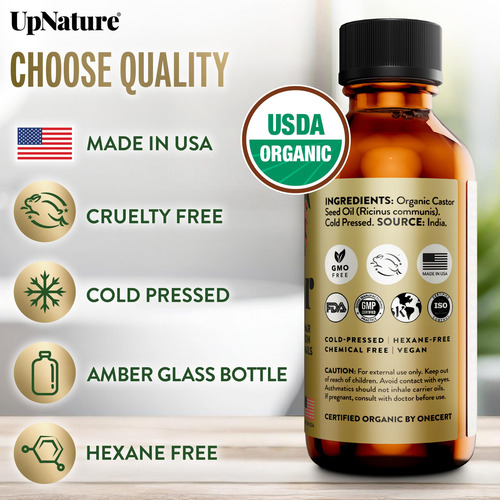 Aceite De Ricino Orgánico 60 Ml 100% Puro Para Cabello Y Pes