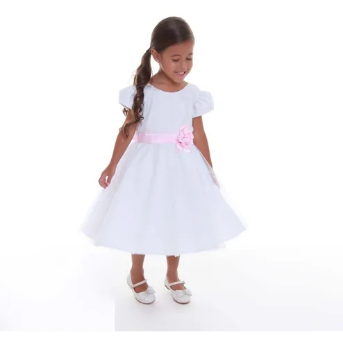 Vestido de dama de cheap honra branco com rosa