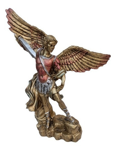 San Miguel Arcángel 25cm Dorado Figura De Resina Bulto 