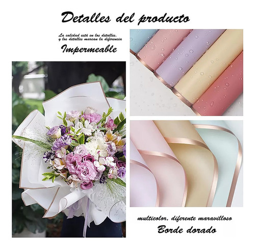 100 Hojas De Papel Coreano Celofan Ramos Florales, 10 Colore