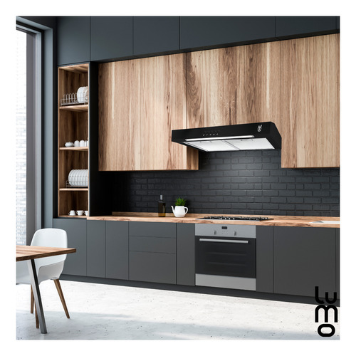 Campana Cocina Extractora De Pared 60 Cm Acero Inox Luz Led Color Negro