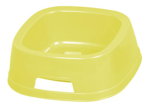 Comedouro De Plástico Para Pet 1,6l 23,5cm Quadrado Amarelo