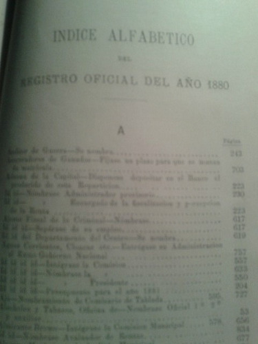 Registro Oficial 1880. J.l.vila. Uruguay.