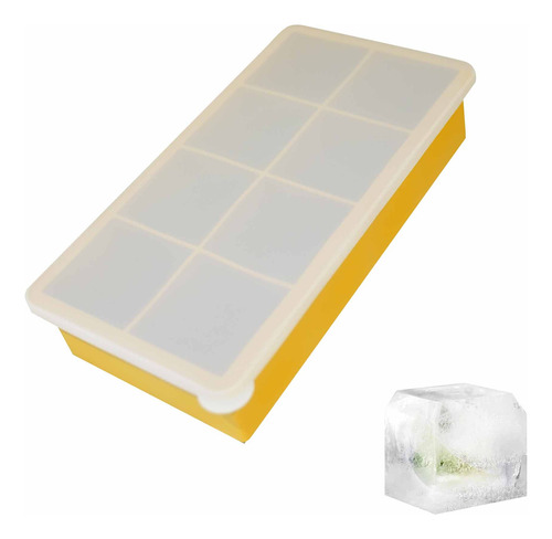 Cubetera De Silicona Con Tapa Ionify Para 8 Cubos De 5x5cm Color Dorado